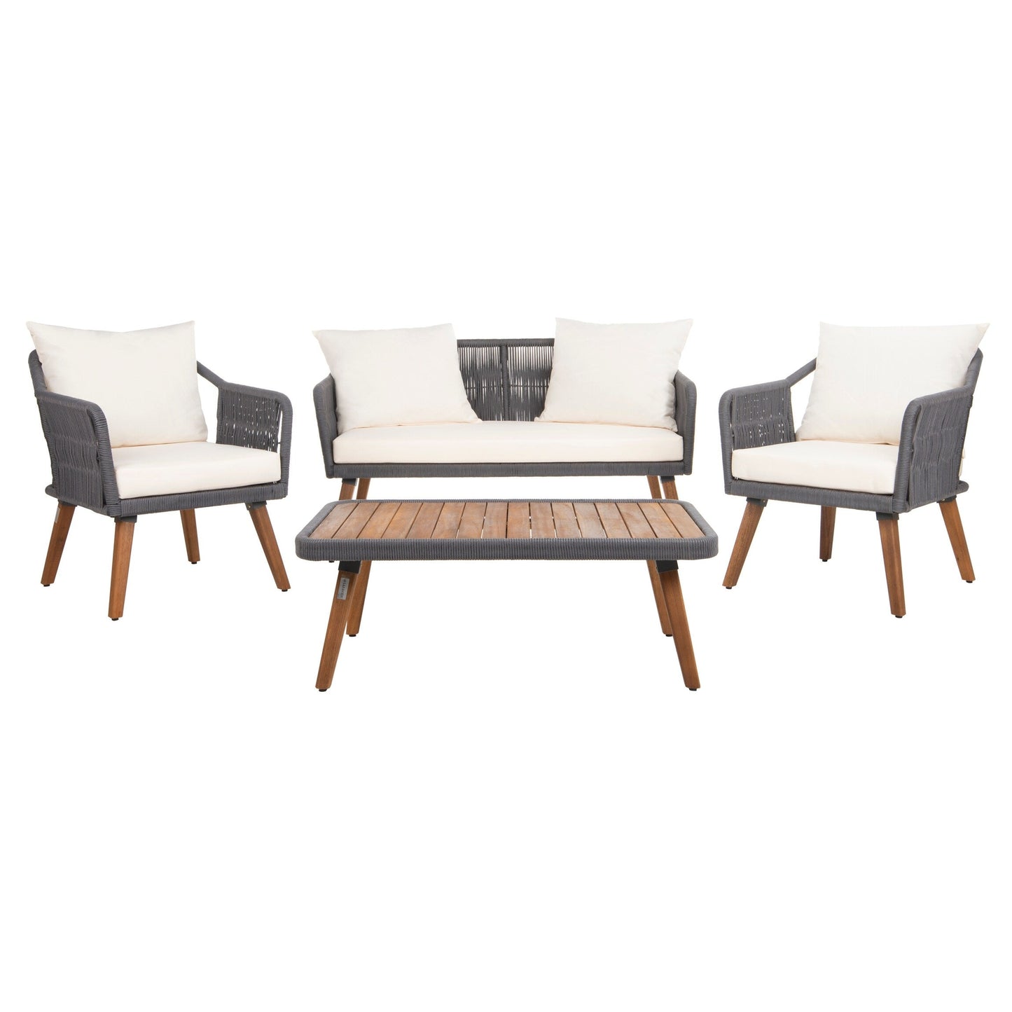 Ensemble de salon d'extérieur Jaliyah 4 pièces en corde SAFAVIEH - 39 l x 25 p x 15 h