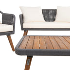 Ensemble de salon d'extérieur Jaliyah 4 pièces en corde SAFAVIEH - 39 l x 25 p x 15 h