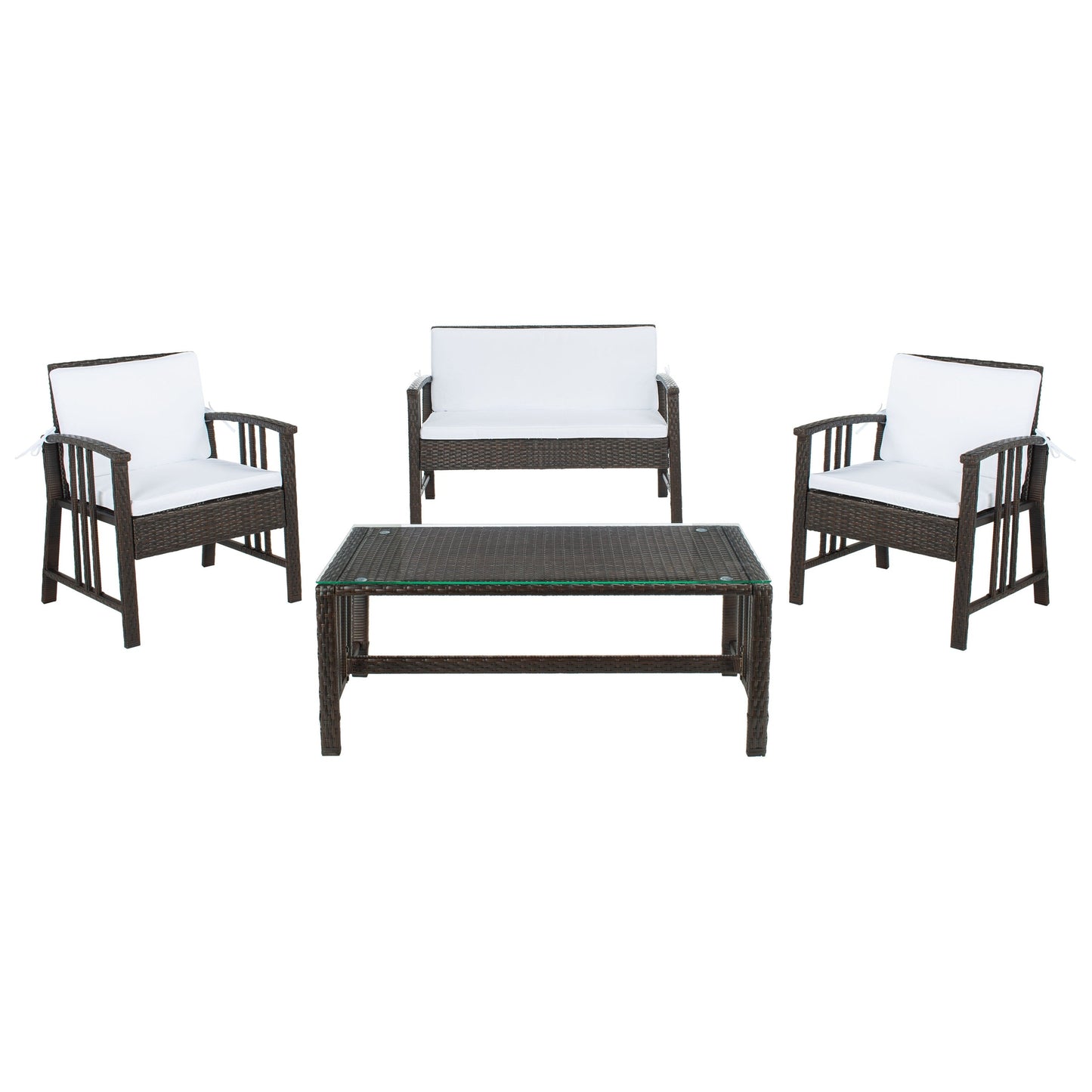 Ensemble de salon d'extérieur en osier SAFAVIEH Jeta 4 pièces - 43 L x 31 P x 26 H