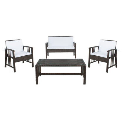 Ensemble de salon d'extérieur en osier SAFAVIEH Jeta 4 pièces - 43 L x 31 P x 26 H