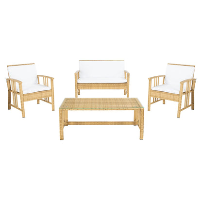 Ensemble de salon d'extérieur en osier SAFAVIEH Jeta 4 pièces - 43 L x 31 P x 26 H