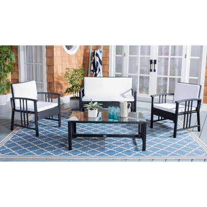 Ensemble de salon d'extérieur en osier SAFAVIEH Jeta 4 pièces - 43 L x 31 P x 26 H