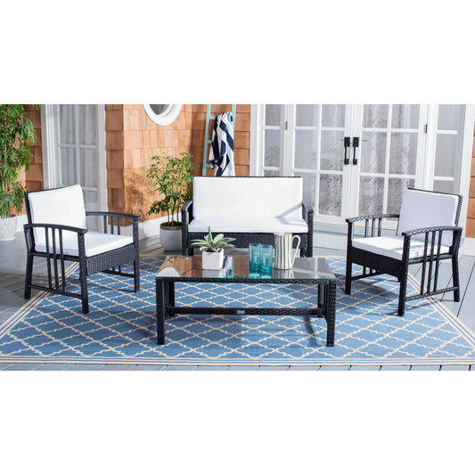 Ensemble de salon d'extérieur en osier SAFAVIEH Jeta 4 pièces - 43 L x 31 P x 26 H