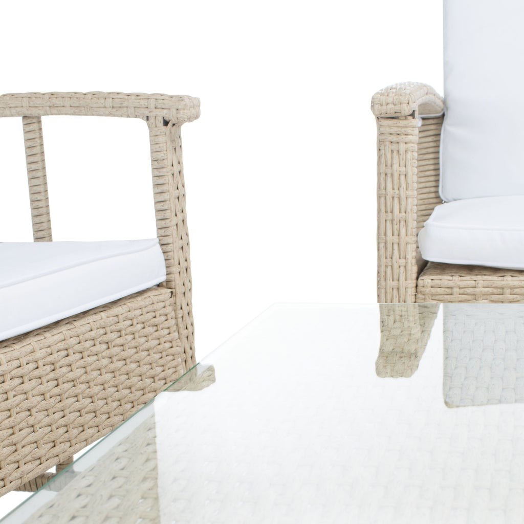 Ensemble de salon d'extérieur en osier SAFAVIEH Jeta 4 pièces - 43 L x 31 P x 26 H