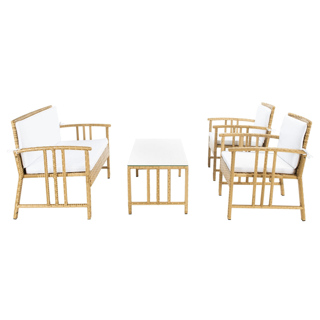 Ensemble de salon d'extérieur en osier SAFAVIEH Jeta 4 pièces - 43 L x 31 P x 26 H