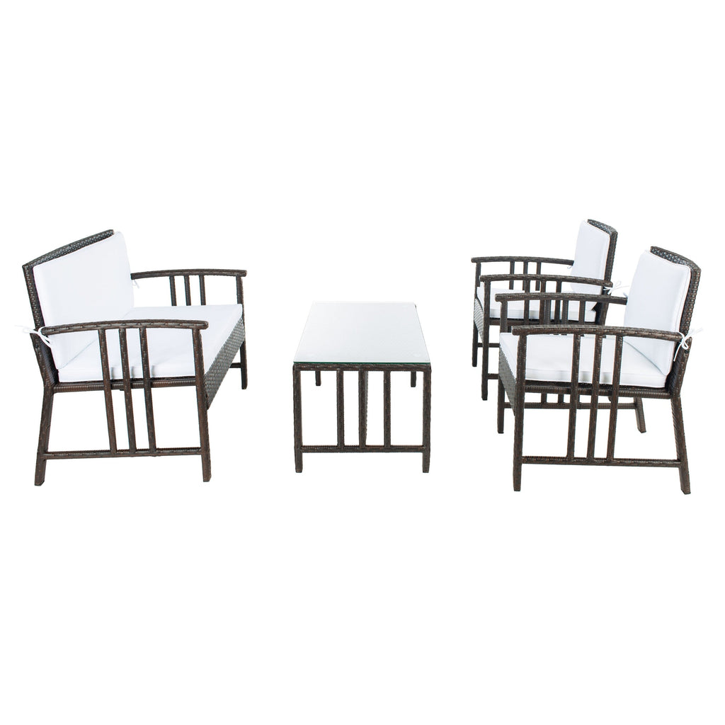 Ensemble de salon d'extérieur en osier SAFAVIEH Jeta 4 pièces - 43 L x 31 P x 26 H