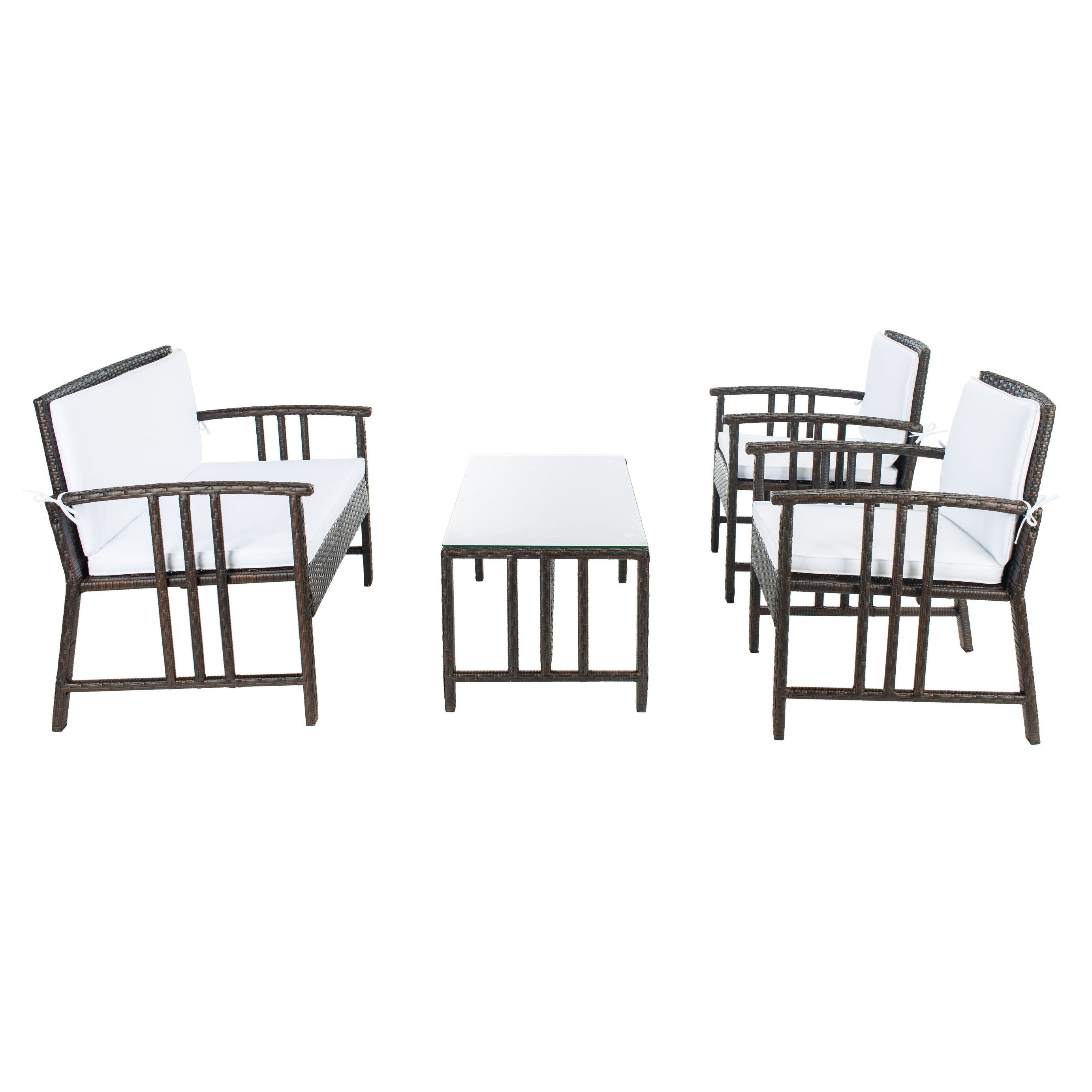 Ensemble de salon d'extérieur en osier SAFAVIEH Jeta 4 pièces - 43 L x 31 P x 26 H