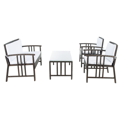 Ensemble de salon d'extérieur en osier SAFAVIEH Jeta 4 pièces - 43 L x 31 P x 26 H