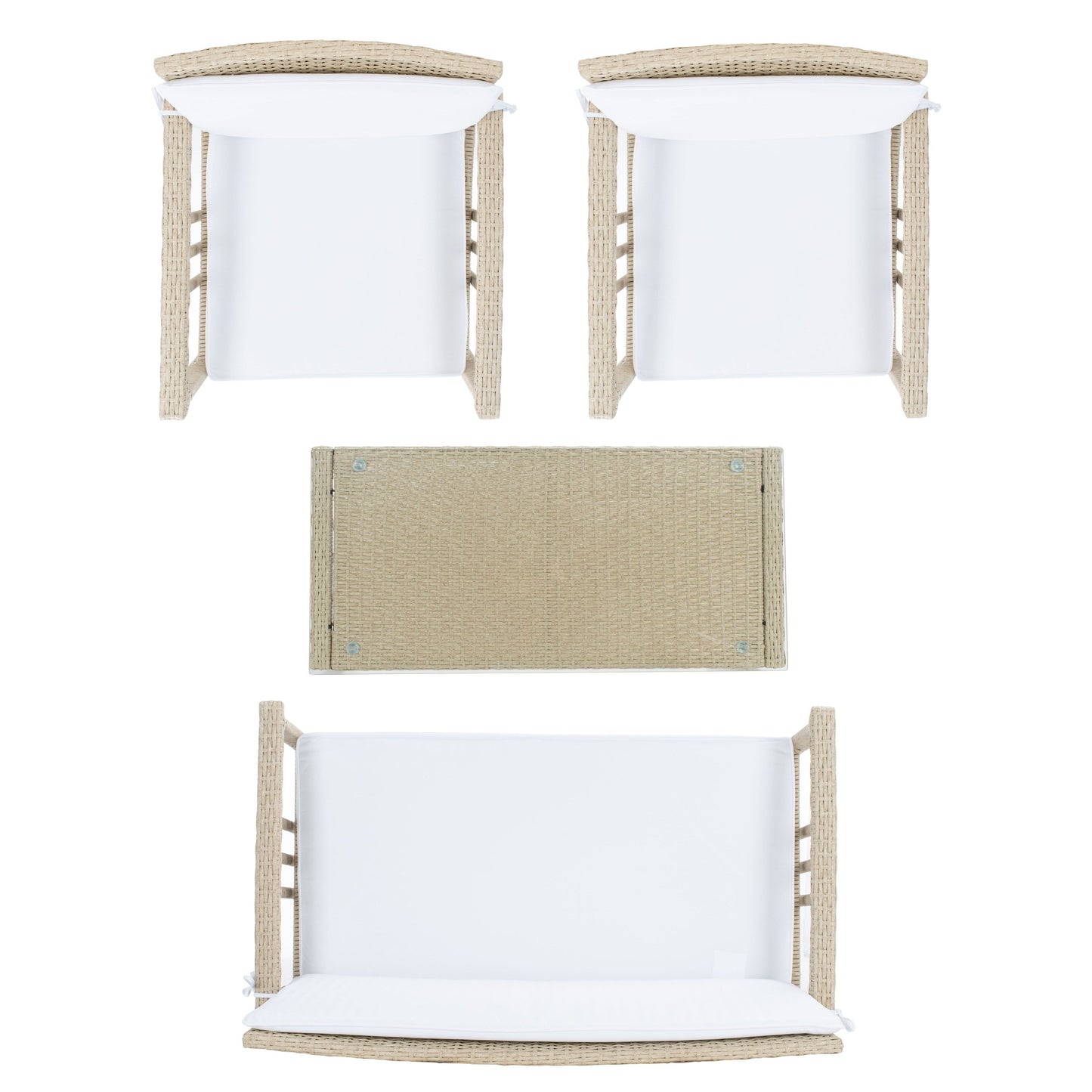 Ensemble de salon d'extérieur en osier SAFAVIEH Jeta 4 pièces - 43 L x 31 P x 26 H