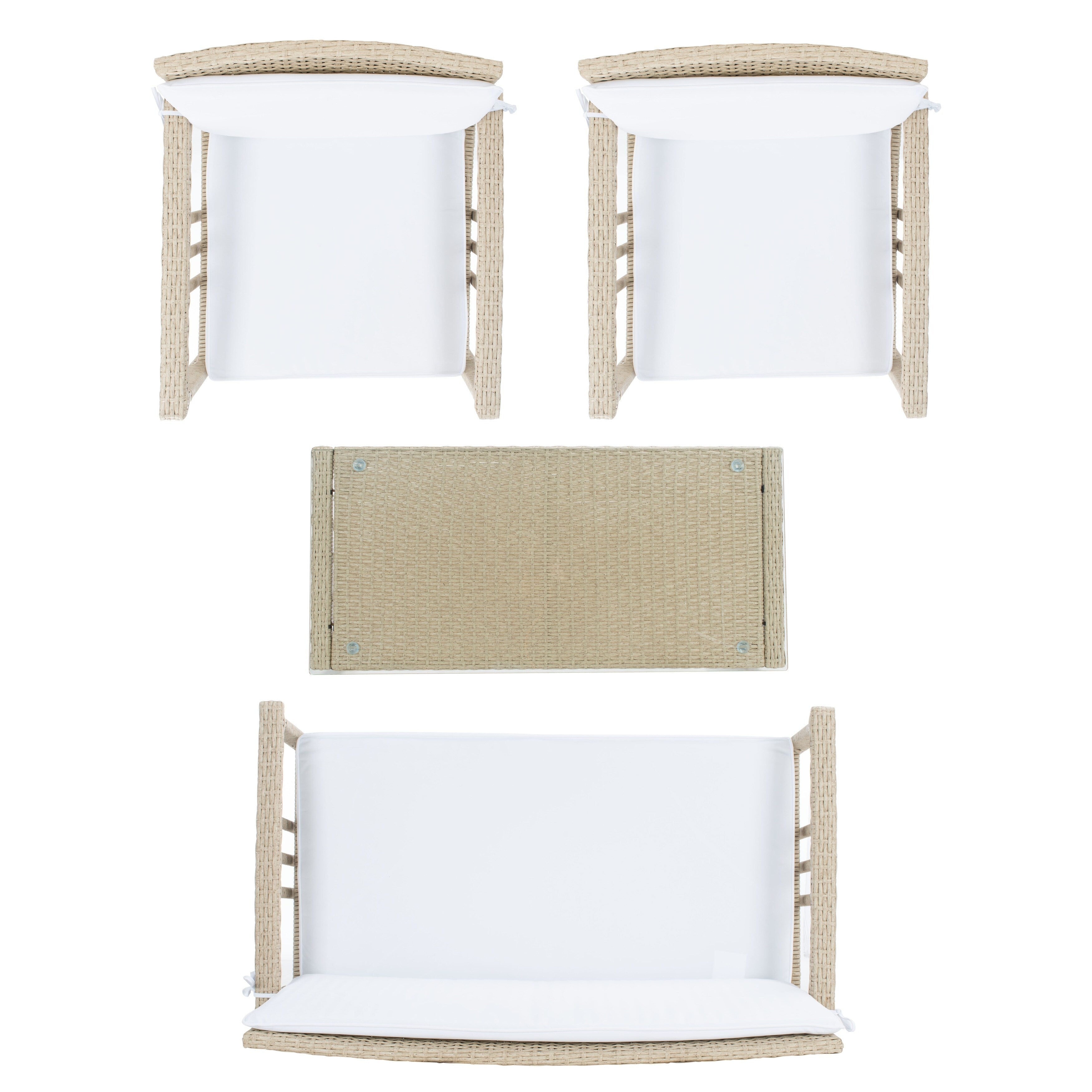 Ensemble de salon d'extérieur en osier SAFAVIEH Jeta 4 pièces - 43 L x 31 P x 26 H
