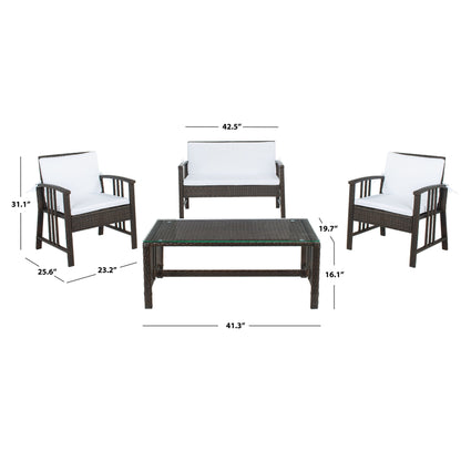 Ensemble de salon d'extérieur en osier SAFAVIEH Jeta 4 pièces - 43 L x 31 P x 26 H