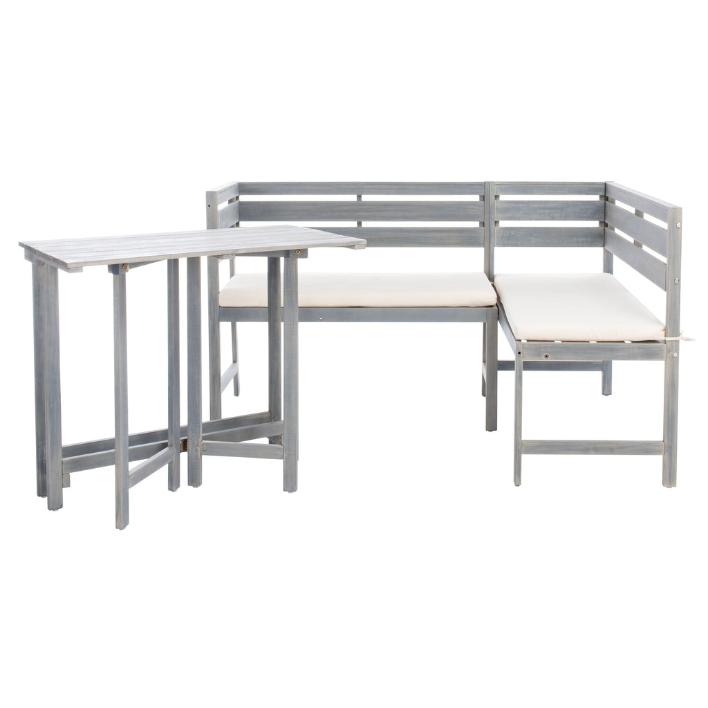 Ensemble de salon d'angle d'extérieur Kenna 3 pièces pour balcon SAFAVIEH - 39 l x 19 p x 33 h