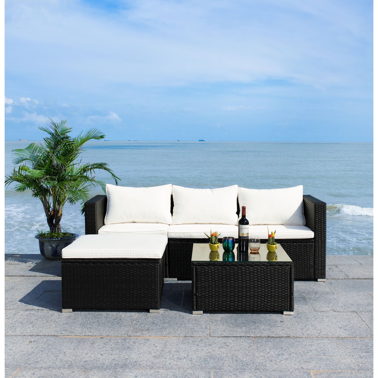 Ensemble de patio extérieur 3 pièces SAFAVIEH Lainey - 51 L x 26 P x 27 H