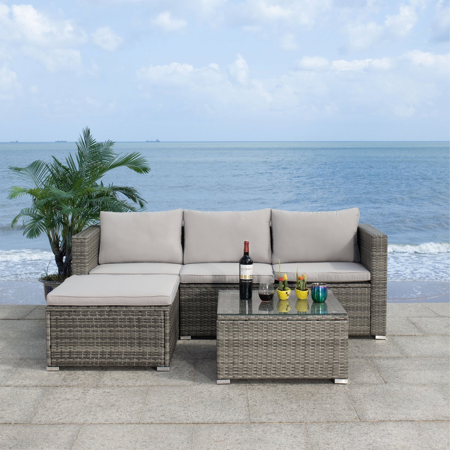 Ensemble de patio extérieur 3 pièces SAFAVIEH Lainey - 51 L x 26 P x 27 H