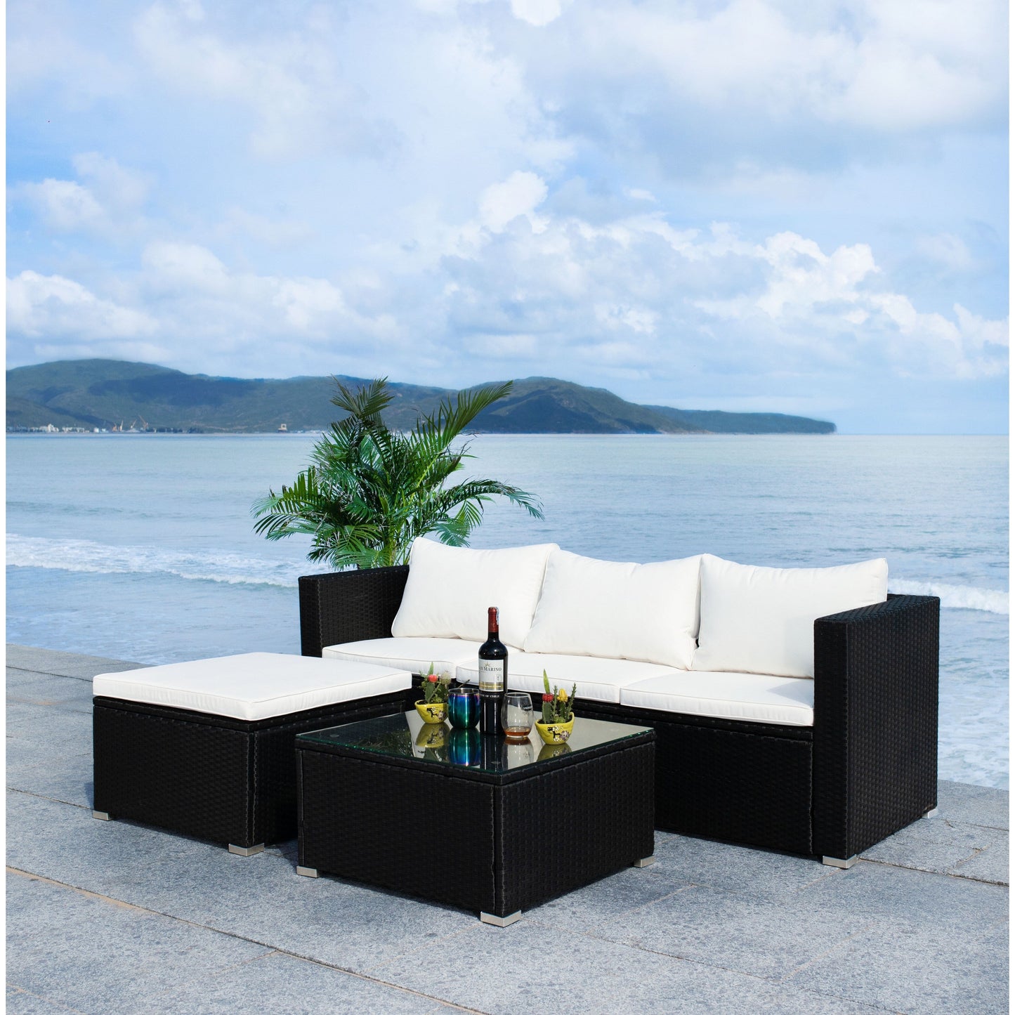 Ensemble de patio extérieur 3 pièces SAFAVIEH Lainey - 51 L x 26 P x 27 H