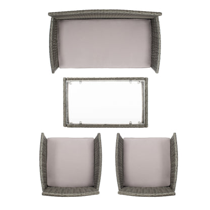 Ensemble de jardin 4 pièces Abdul de SAFAVIEH Outdoor Living - Gris/Gris - 42 L x 23 P x 33 H