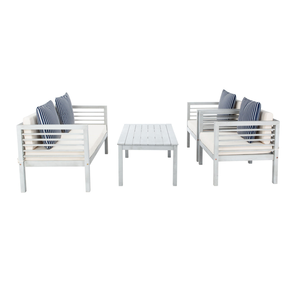 Ensemble de salon de jardin Alda 4 pièces SAFAVIEH avec coussins décoratifs – 51 L x 26 P x 26 H