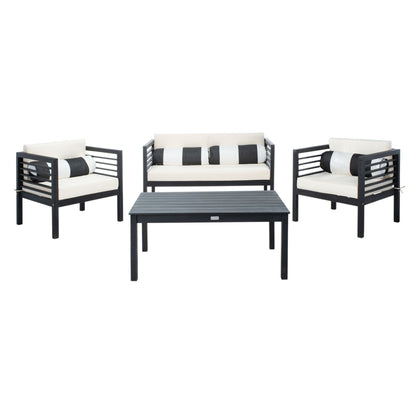 Ensemble de salon de jardin Alda 4 pièces SAFAVIEH avec coussins décoratifs – 51 L x 26 P x 26 H