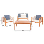 Ensemble de salon de jardin Alda 4 pièces SAFAVIEH avec coussins décoratifs – 51 L x 26 P x 26 H