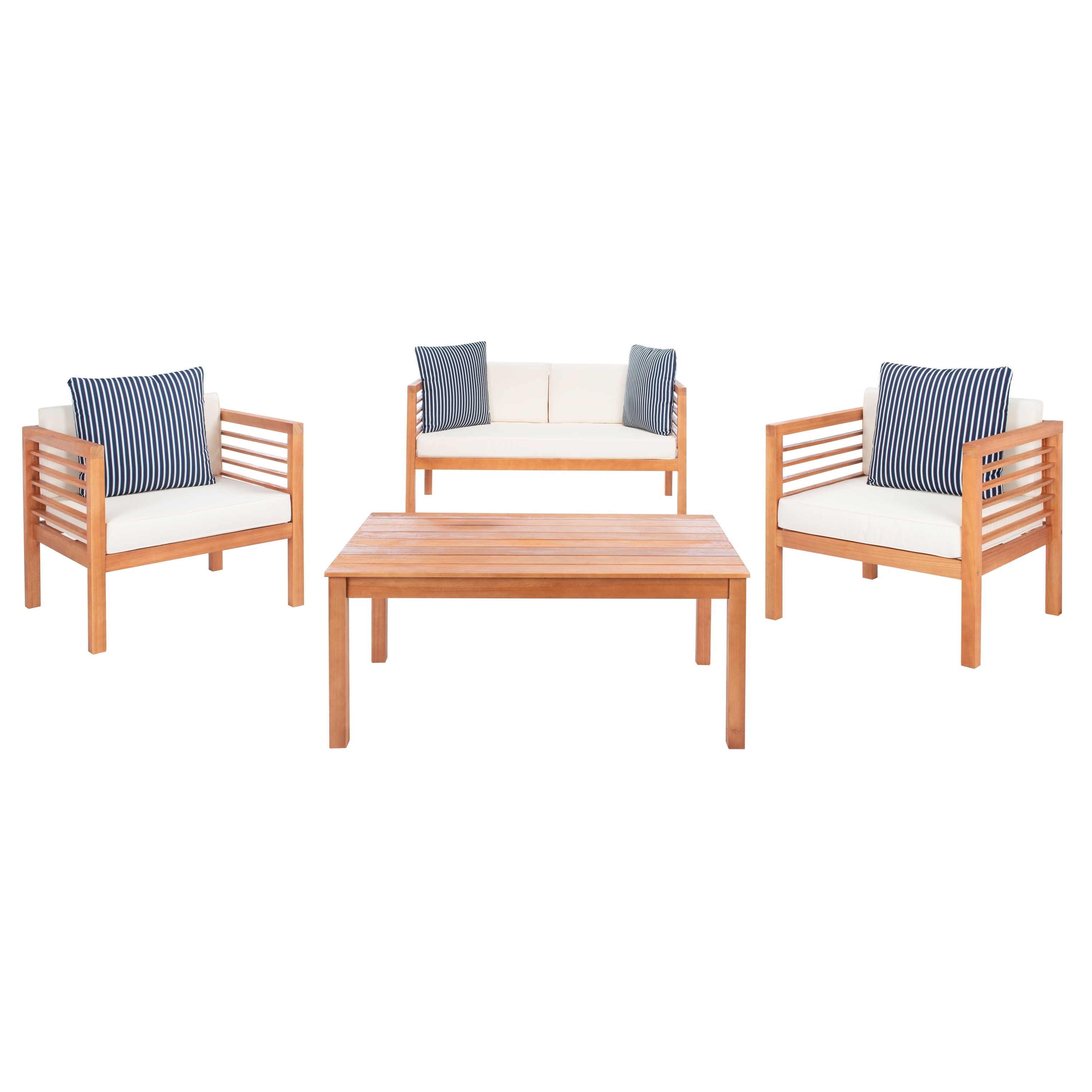 Ensemble de salon de jardin Alda 4 pièces SAFAVIEH avec coussins décoratifs – 51 L x 26 P x 26 H