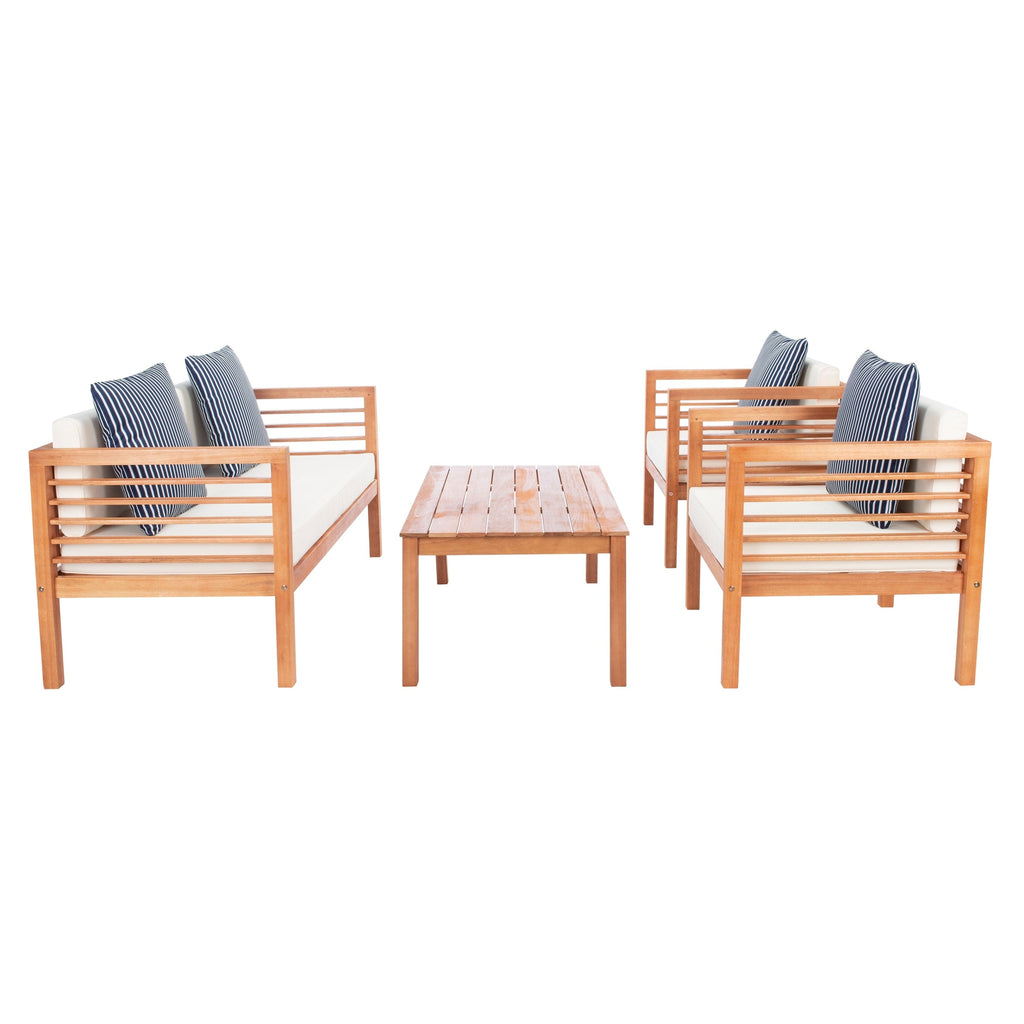 Ensemble de salon de jardin Alda 4 pièces SAFAVIEH avec coussins décoratifs – 51 L x 26 P x 26 H