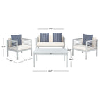 Ensemble de salon de jardin Alda 4 pièces SAFAVIEH avec coussins décoratifs – 51 L x 26 P x 26 H