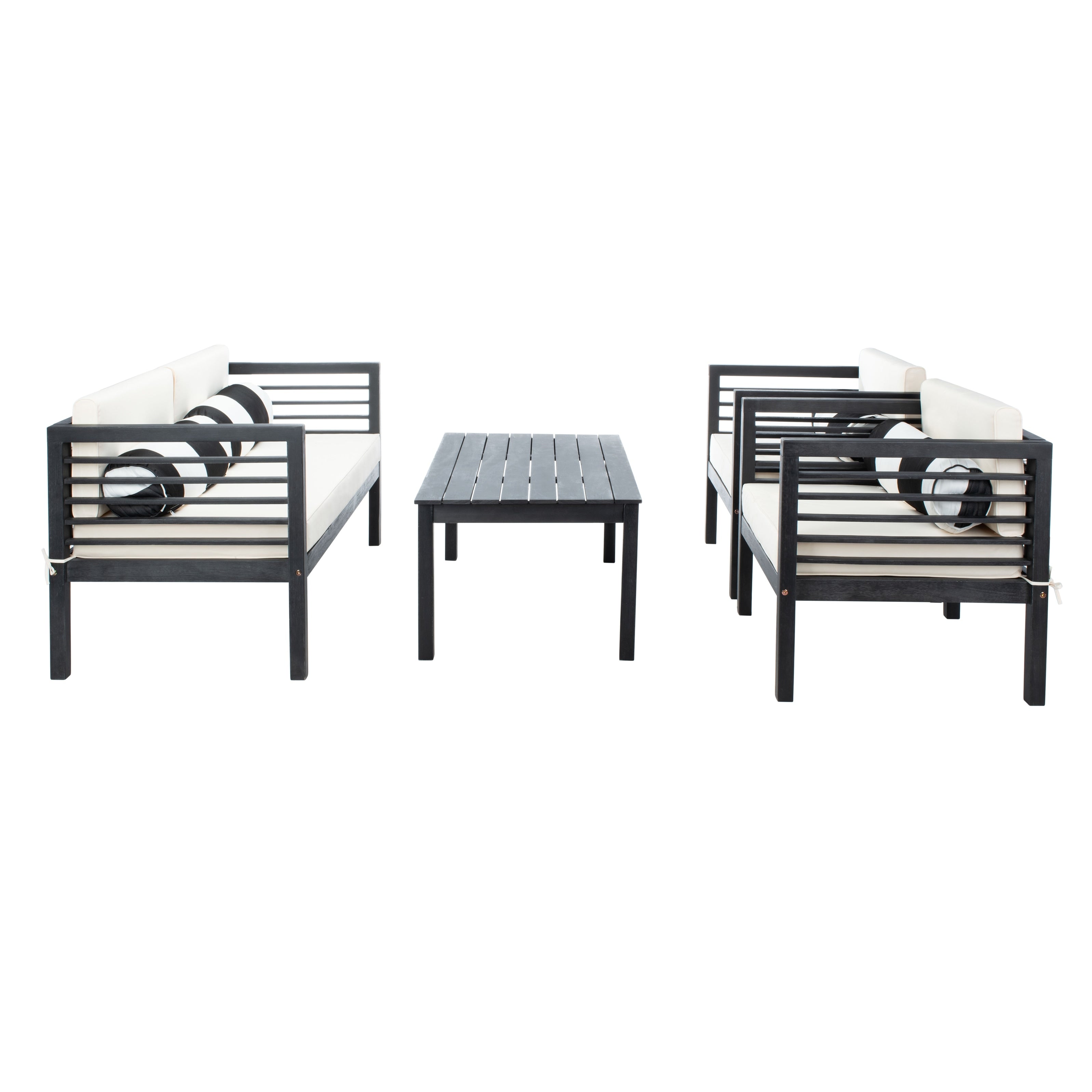Ensemble de salon de jardin Alda 4 pièces SAFAVIEH avec coussins décoratifs – 51 L x 26 P x 26 H