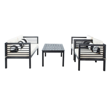 Ensemble de salon de jardin Alda 4 pièces SAFAVIEH avec coussins décoratifs – 51 L x 26 P x 26 H