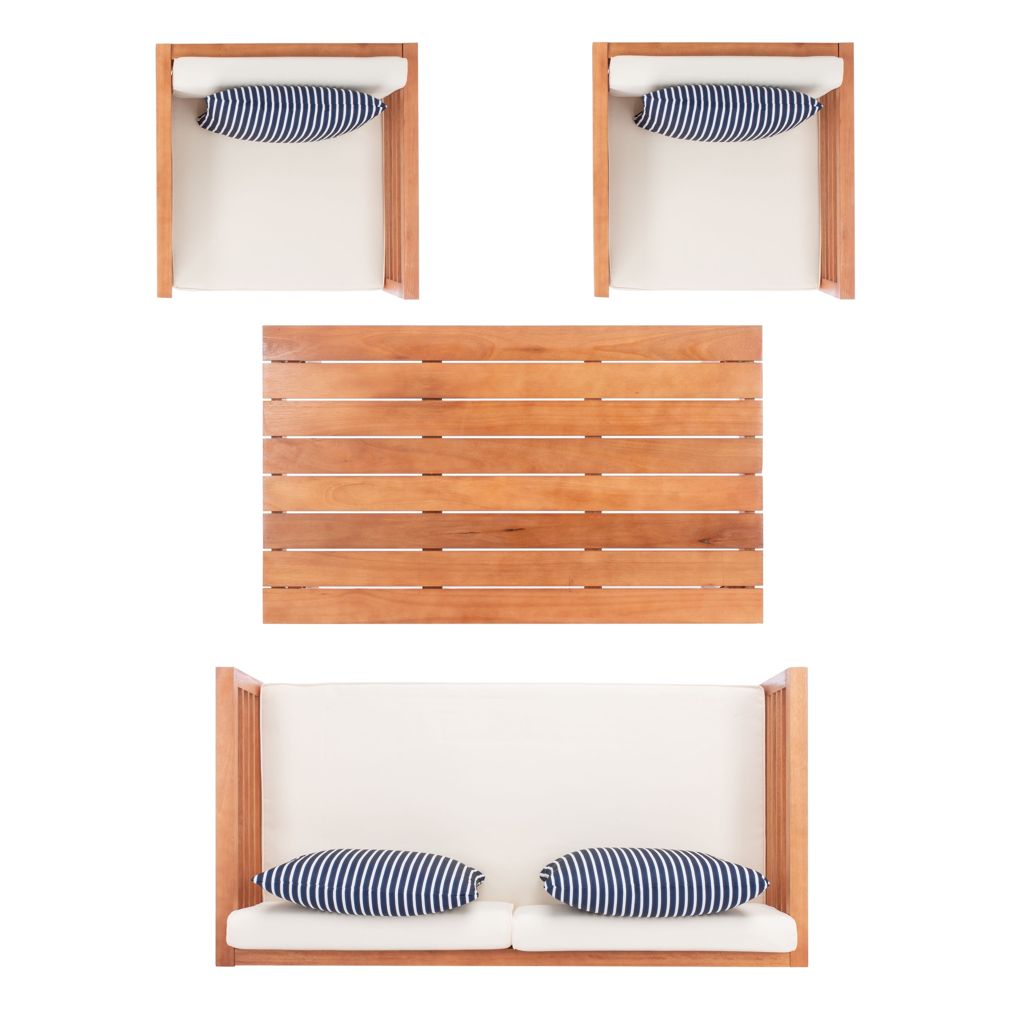 Ensemble de salon de jardin Alda 4 pièces SAFAVIEH avec coussins décoratifs – 51 L x 26 P x 26 H