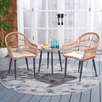Ensemble de chaises longues d'extérieur Berlen 3 pièces SAFAVIEH - Naturel/Beige - 22 L x 24 P x 34 H