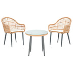 Ensemble de chaises longues d'extérieur Berlen 3 pièces SAFAVIEH - Naturel/Beige - 22 L x 24 P x 34 H