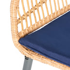 Ensemble de chaises longues Berlen 3 pièces SAFAVIEH Outdoor Living - Naturel/Bleu marine - 22 l x 24 p x 34 h