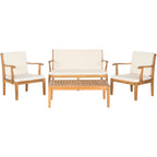 Ensemble de jardin 4 pièces en bois d'acacia beige Bradbury Outdoor Living de SAFAVIEH - 48 l x 25 p x 32 h