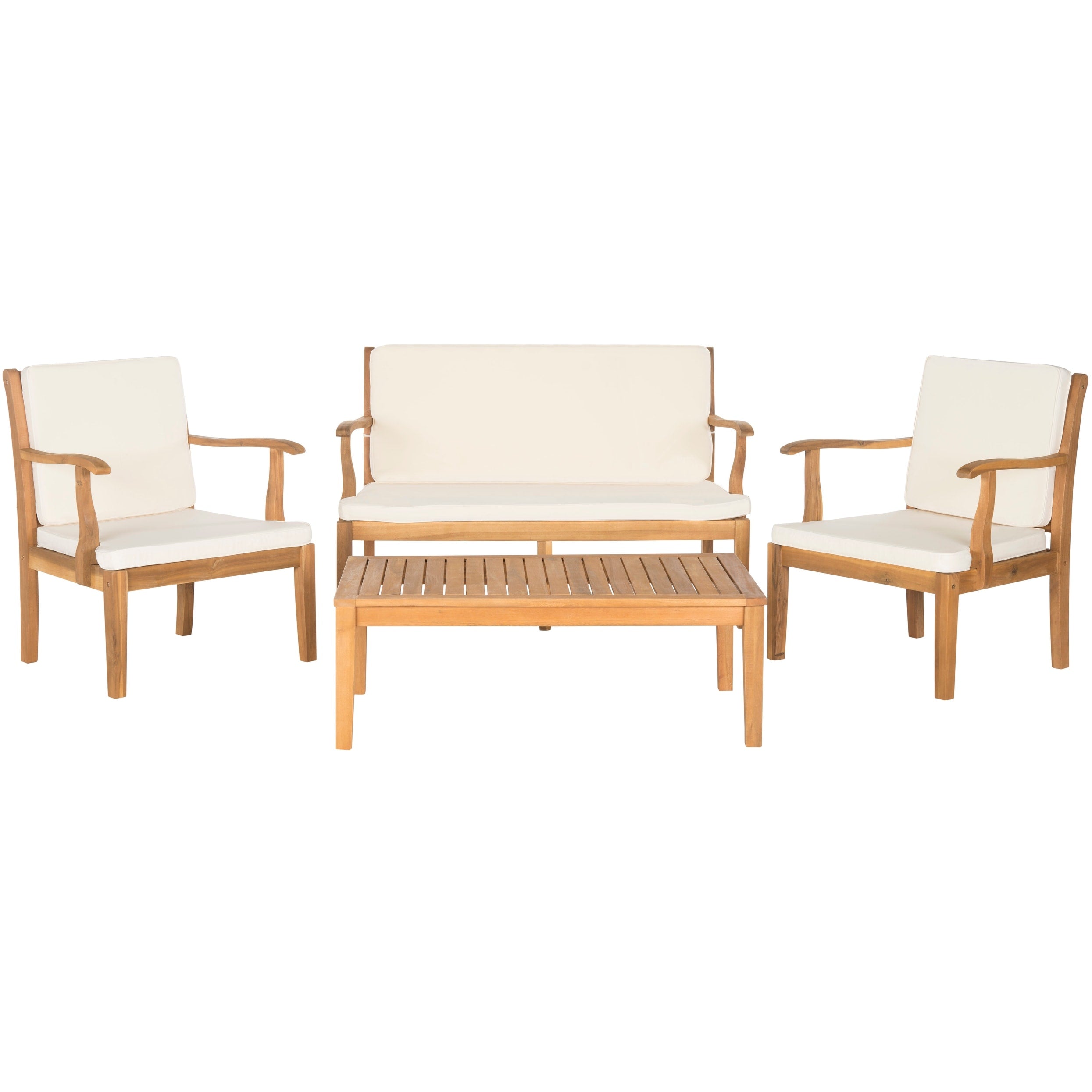 Ensemble de jardin 4 pièces en bois d'acacia beige Bradbury Outdoor Living de SAFAVIEH - 48 l x 25 p x 32 h