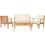 Ensemble de jardin 4 pièces en bois d'acacia beige Bradbury Outdoor Living de SAFAVIEH - 48 l x 25 p x 32 h