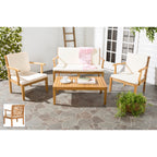 Ensemble de jardin 4 pièces en bois d'acacia beige Bradbury Outdoor Living de SAFAVIEH - 48 l x 25 p x 32 h