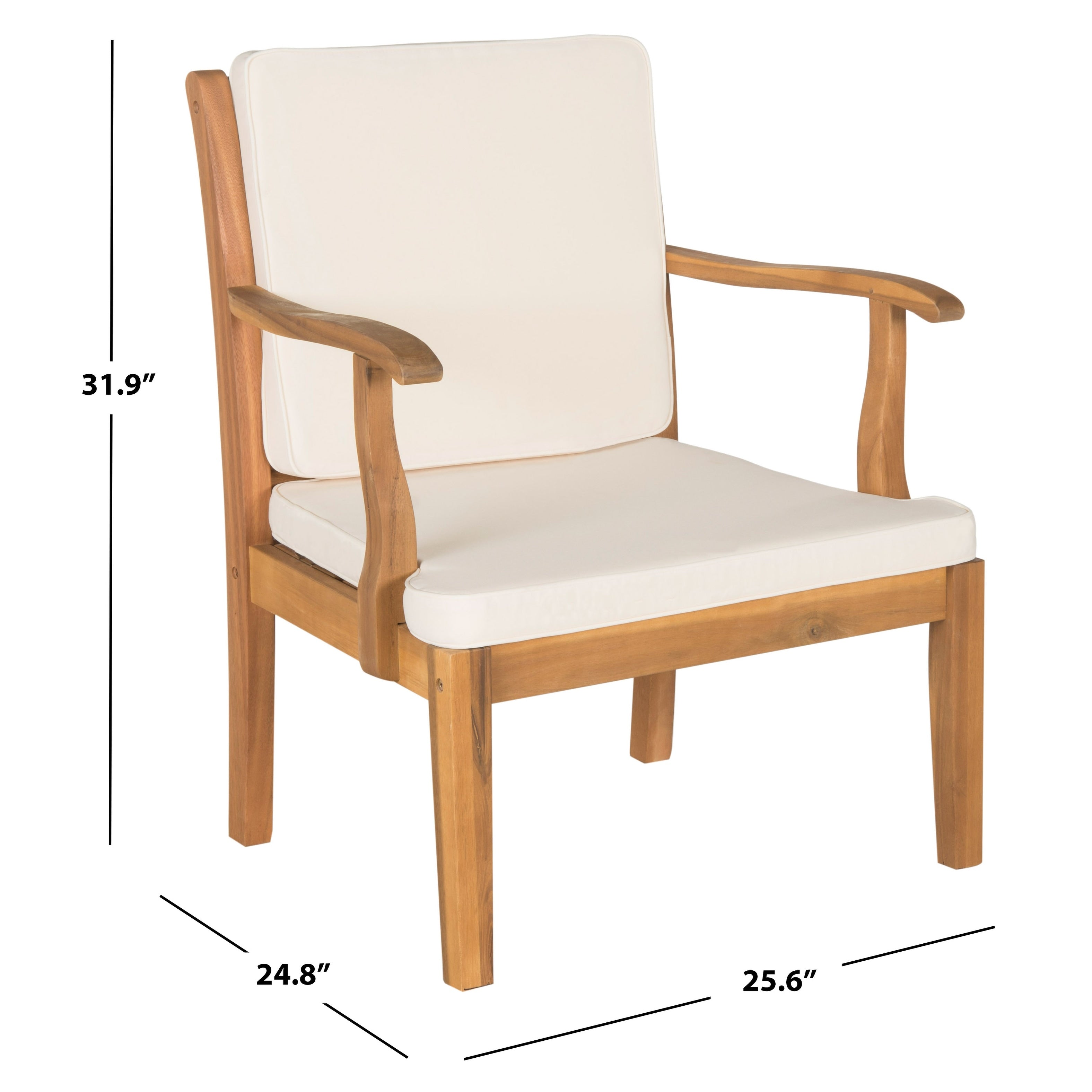 Ensemble de jardin 4 pièces en bois d'acacia beige Bradbury Outdoor Living de SAFAVIEH - 48 l x 25 p x 32 h