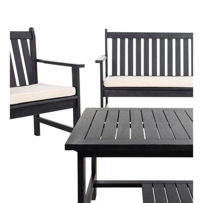 Ensemble de jardin 4 pièces Burbank de SAFAVIEH - Noir/Blanc - 44 L x 25 P x 34 H