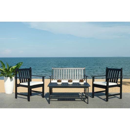 Ensemble de jardin 4 pièces Burbank de SAFAVIEH - Noir/Blanc - 44 L x 25 P x 34 H