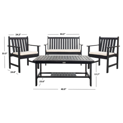 Ensemble de jardin 4 pièces Burbank de SAFAVIEH - Noir/Blanc - 44 L x 25 P x 34 H
