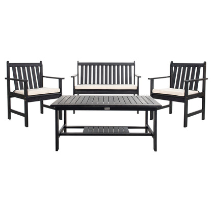 Ensemble de jardin 4 pièces Burbank de SAFAVIEH - Noir/Blanc - 44 L x 25 P x 34 H