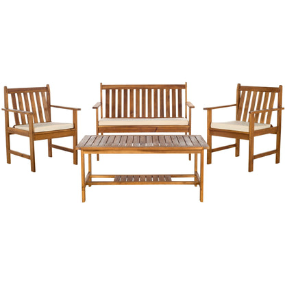 Ensemble de meubles d'extérieur SAFAVIEH Burbank en bois d'acacia brun, 4 pièces - 44 l x 25 P x 34 H