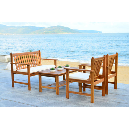 Ensemble de meubles d'extérieur SAFAVIEH Burbank en bois d'acacia brun, 4 pièces - 44 l x 25 P x 34 H