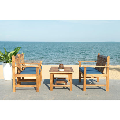 Ensemble de meubles d'extérieur SAFAVIEH Burbank en bois d'acacia brun, 4 pièces - 44 l x 25 P x 34 H