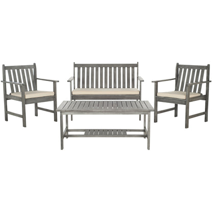 Ensemble de meubles d'extérieur SAFAVIEH Burbank en bois d'acacia brun, 4 pièces - 44 l x 25 P x 34 H