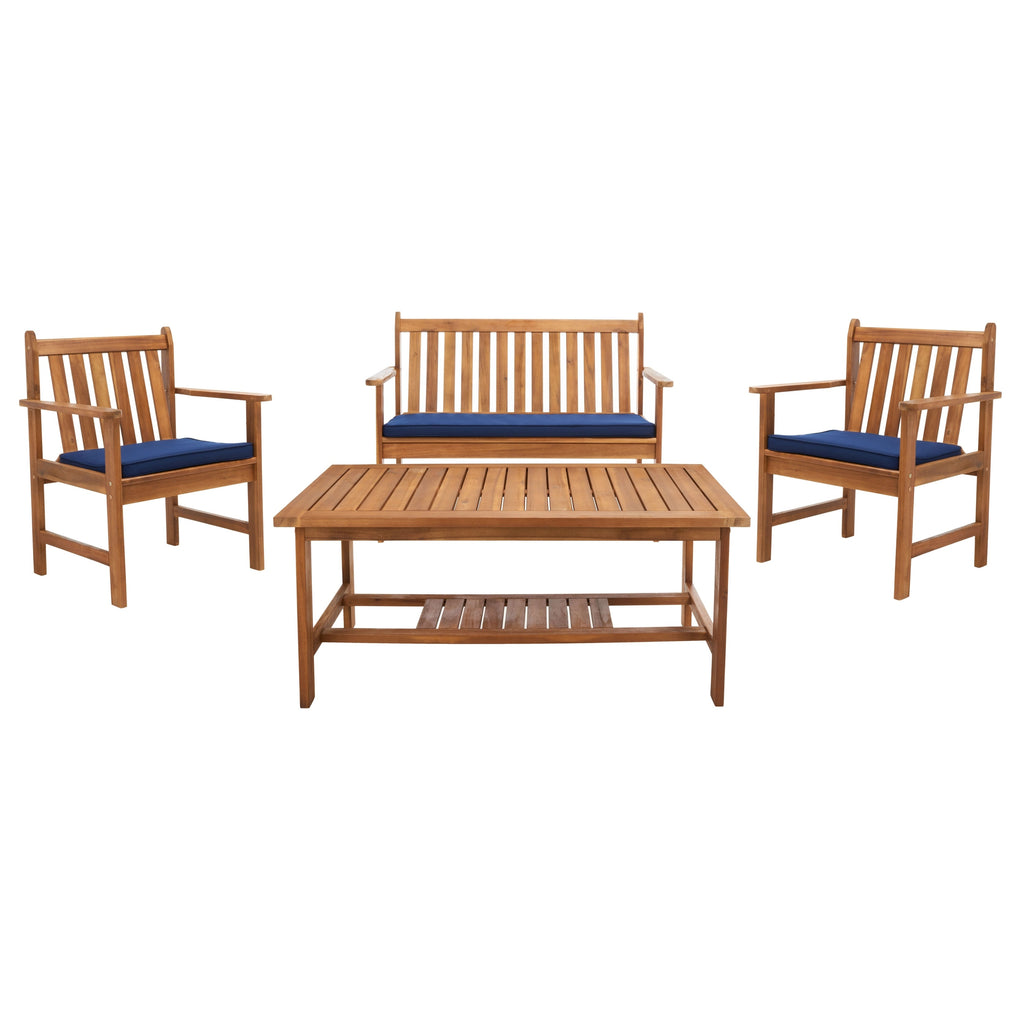 Ensemble de meubles d'extérieur SAFAVIEH Burbank en bois d'acacia brun, 4 pièces - 44 l x 25 P x 34 H