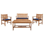 Ensemble de meubles d'extérieur SAFAVIEH Burbank en bois d'acacia brun, 4 pièces - 44 l x 25 P x 34 H
