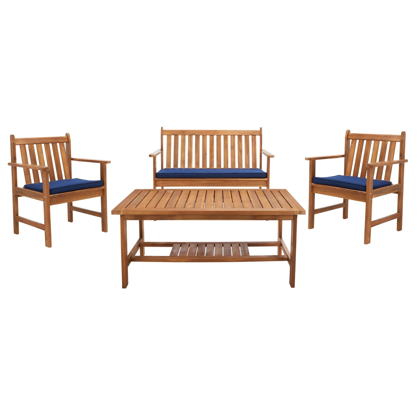 Ensemble de meubles d'extérieur SAFAVIEH Burbank en bois d'acacia brun, 4 pièces - 44 l x 25 P x 34 H