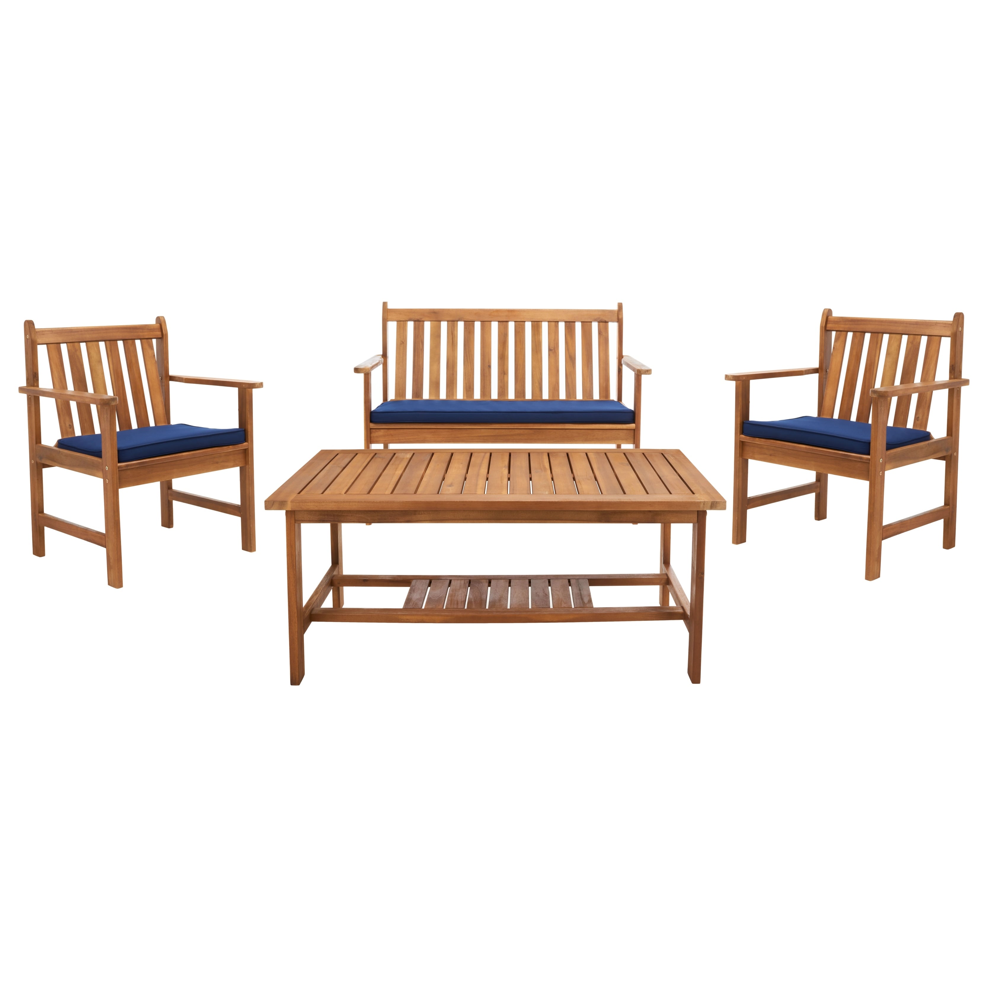Ensemble de meubles d'extérieur SAFAVIEH Burbank en bois d'acacia brun, 4 pièces - 44 l x 25 P x 34 H