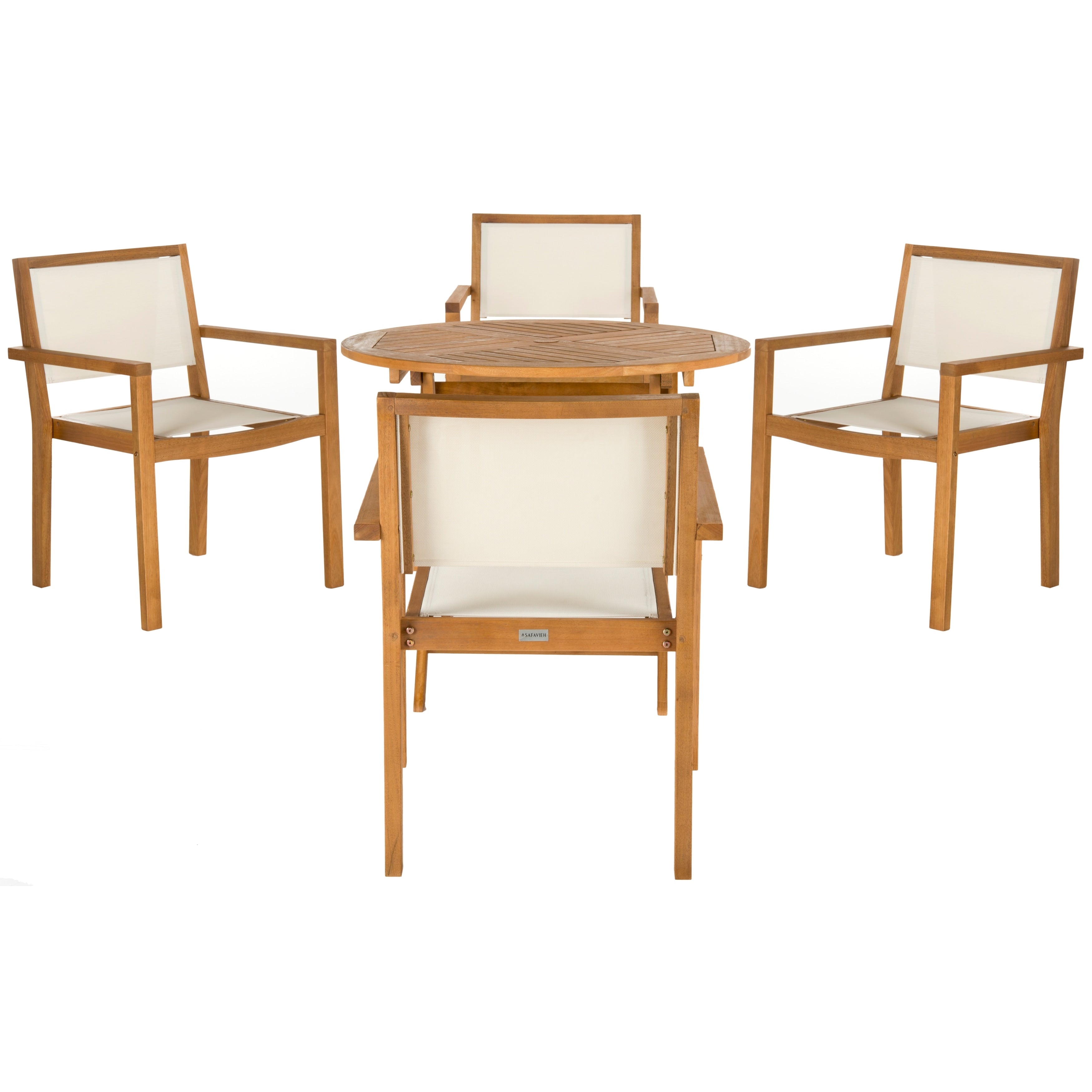 Ensemble de salle à manger 5 pièces SAFAVIEH Outdoor Living Chante, table ronde de 35,4 pouces de diamètre – 35 l x 35 P x 30 H